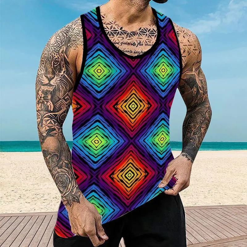 Men's Casual Geometric Printed Muscle Fit Tank 33532820YY