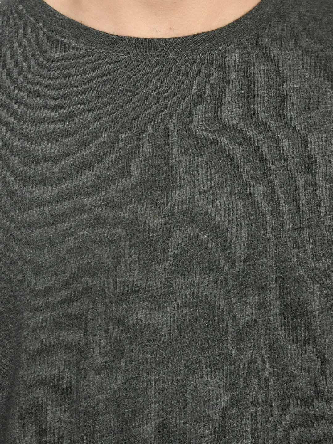 Men's Gray Black Solid Round Neck T-Shirt