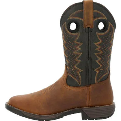 MEN'S ROCKY RUGGED TRAIL STEEL TOE WATERPROOF WESTERN BOOT - BROWN