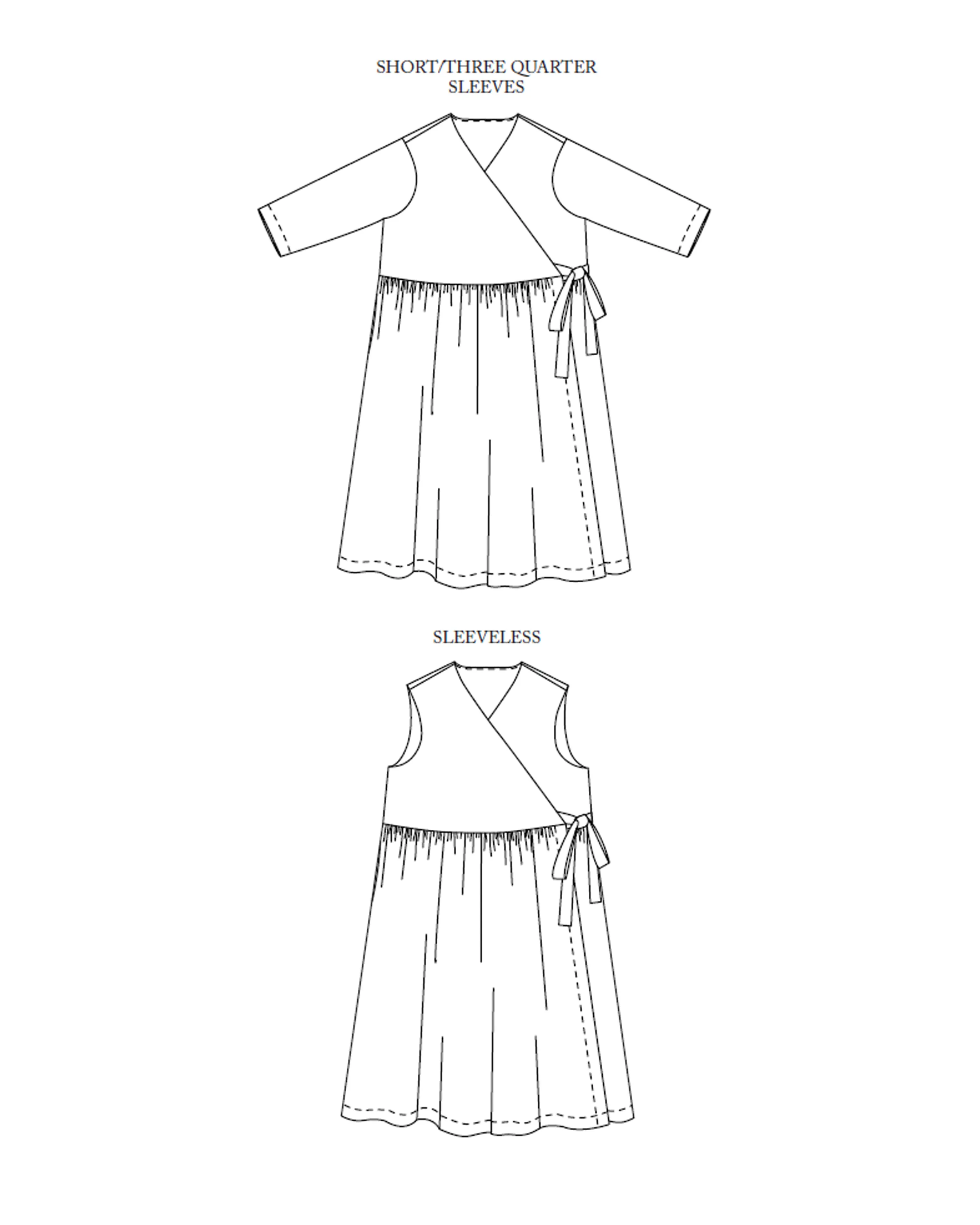 Merchant & Mills, Etta Wrap Dress PDF Pattern, two size ranges, with or without printing