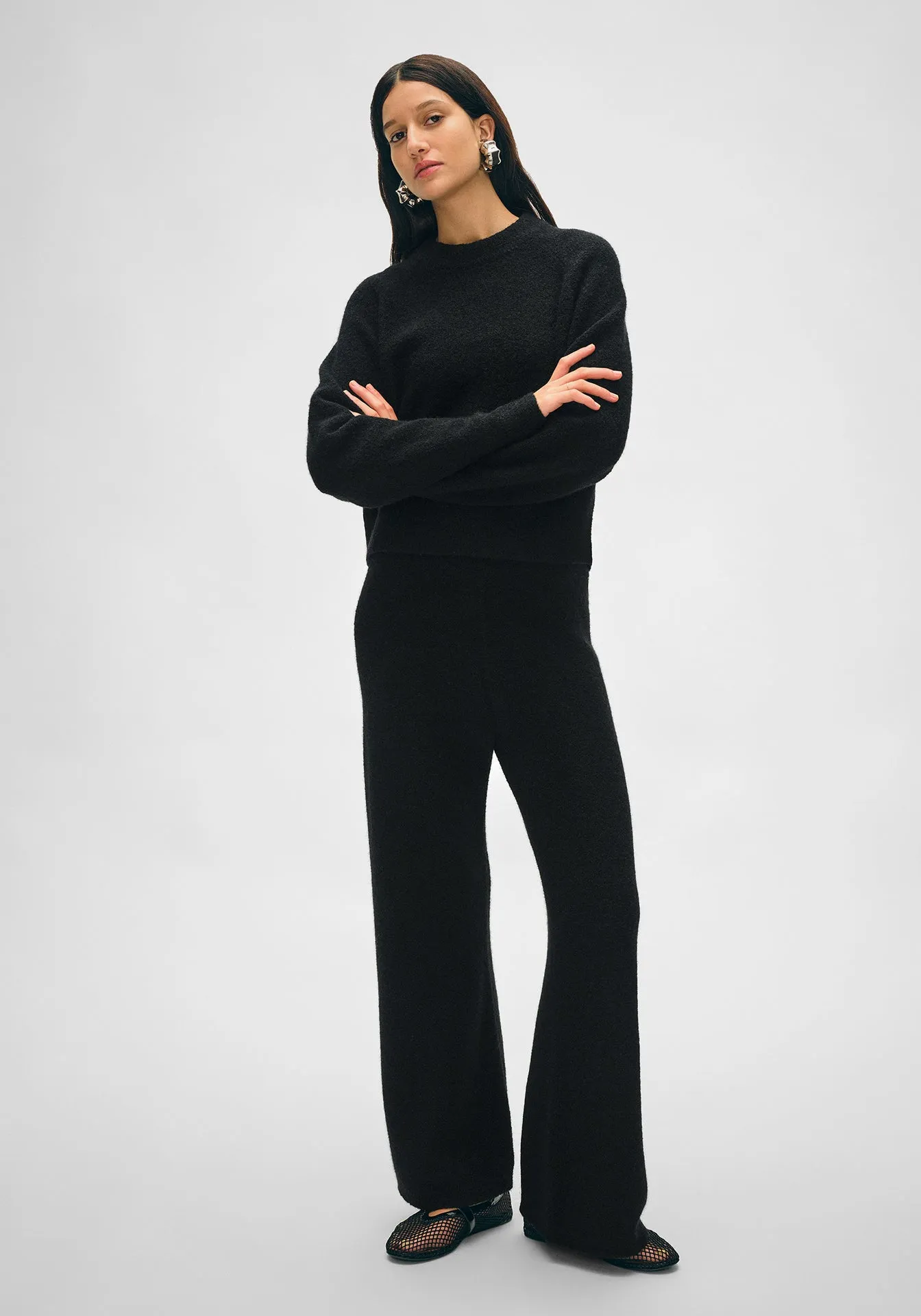 Merino Cashmere Boucle Wide Leg Pant