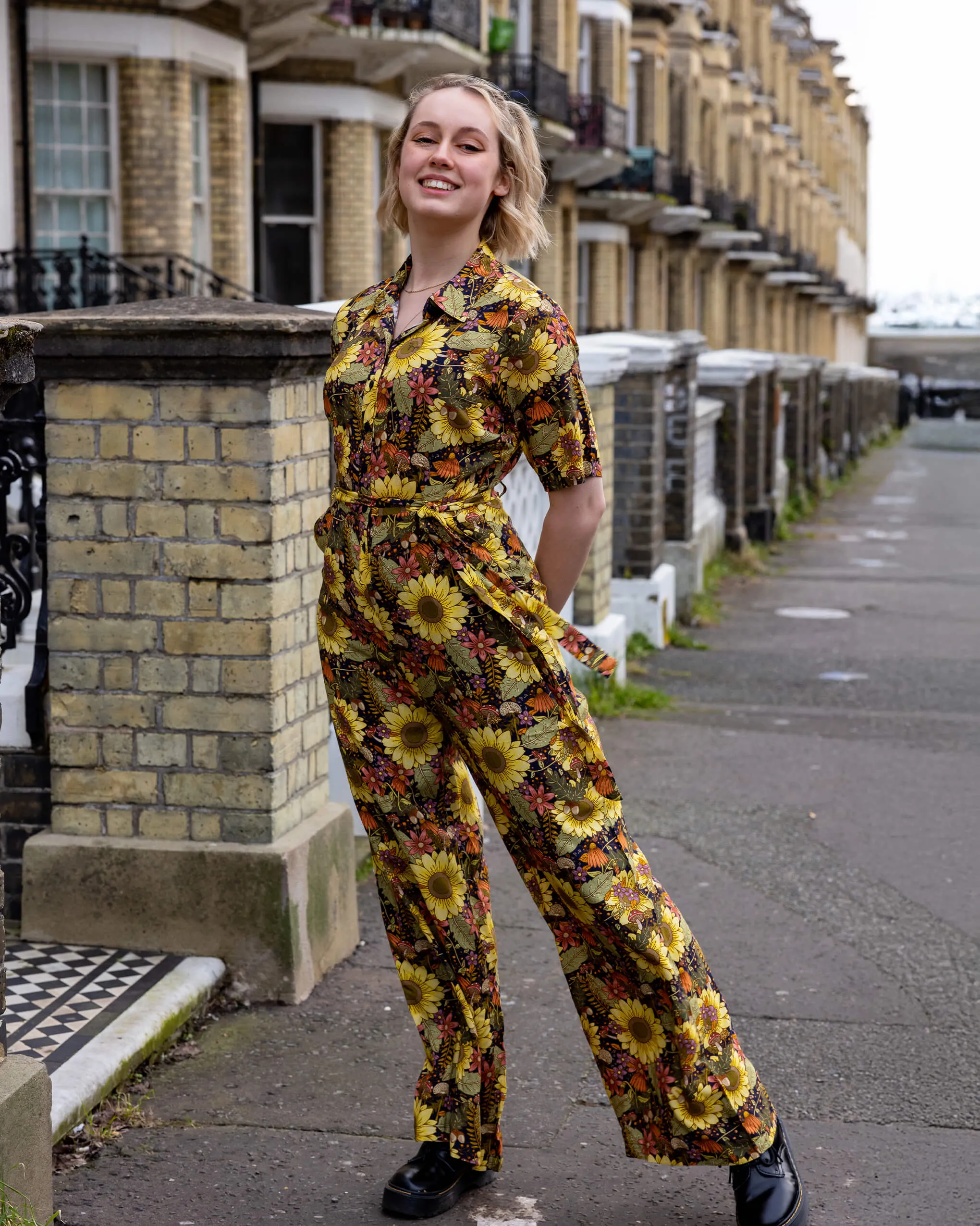 Midnight Blues Sunflower Jumpsuit