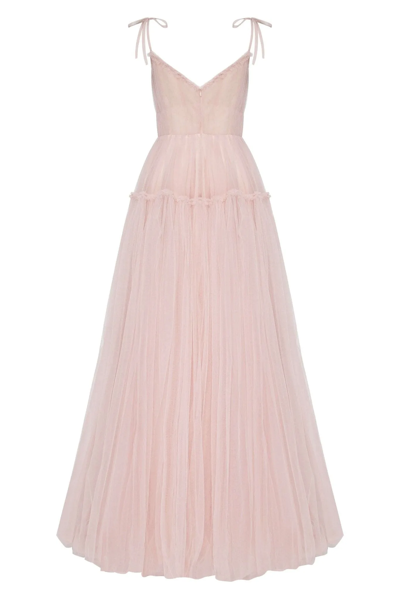 Misty Rose Tie-straps tulle prom dress