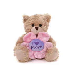 Mocha Sitting Bear with Holding Flower 6"