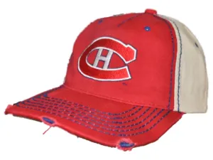 Montreal Canadiens Retro Brand Red Beige Worn Vintage Stitched Snapback Hat Cap