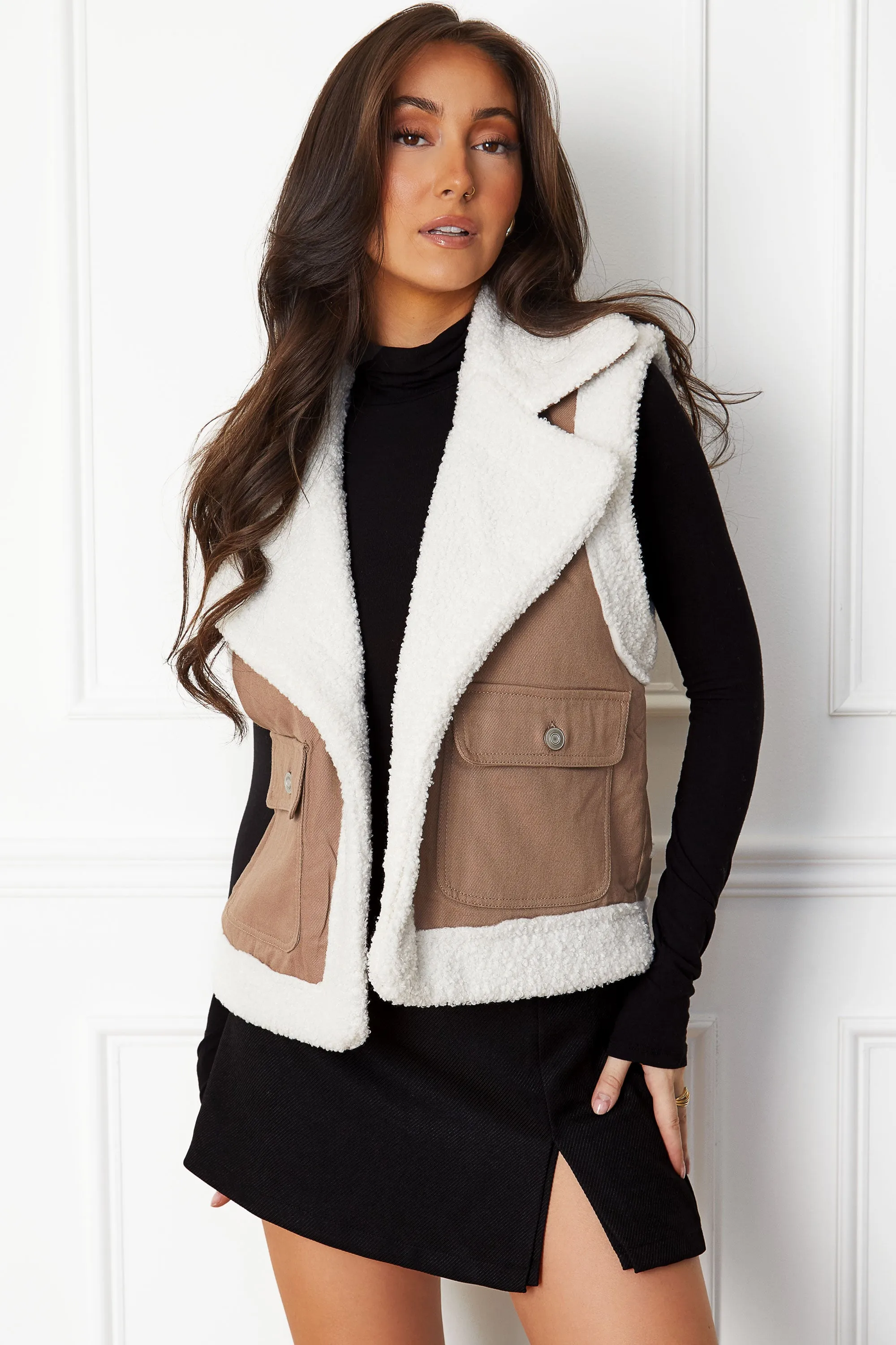 Naya Cocoa Sherpa Lined Vest