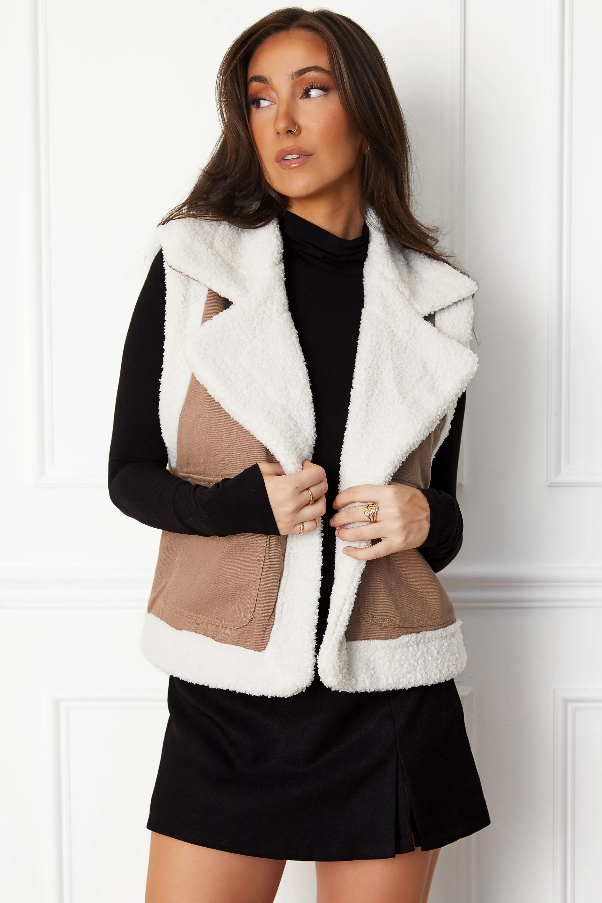 Naya Cocoa Sherpa Lined Vest