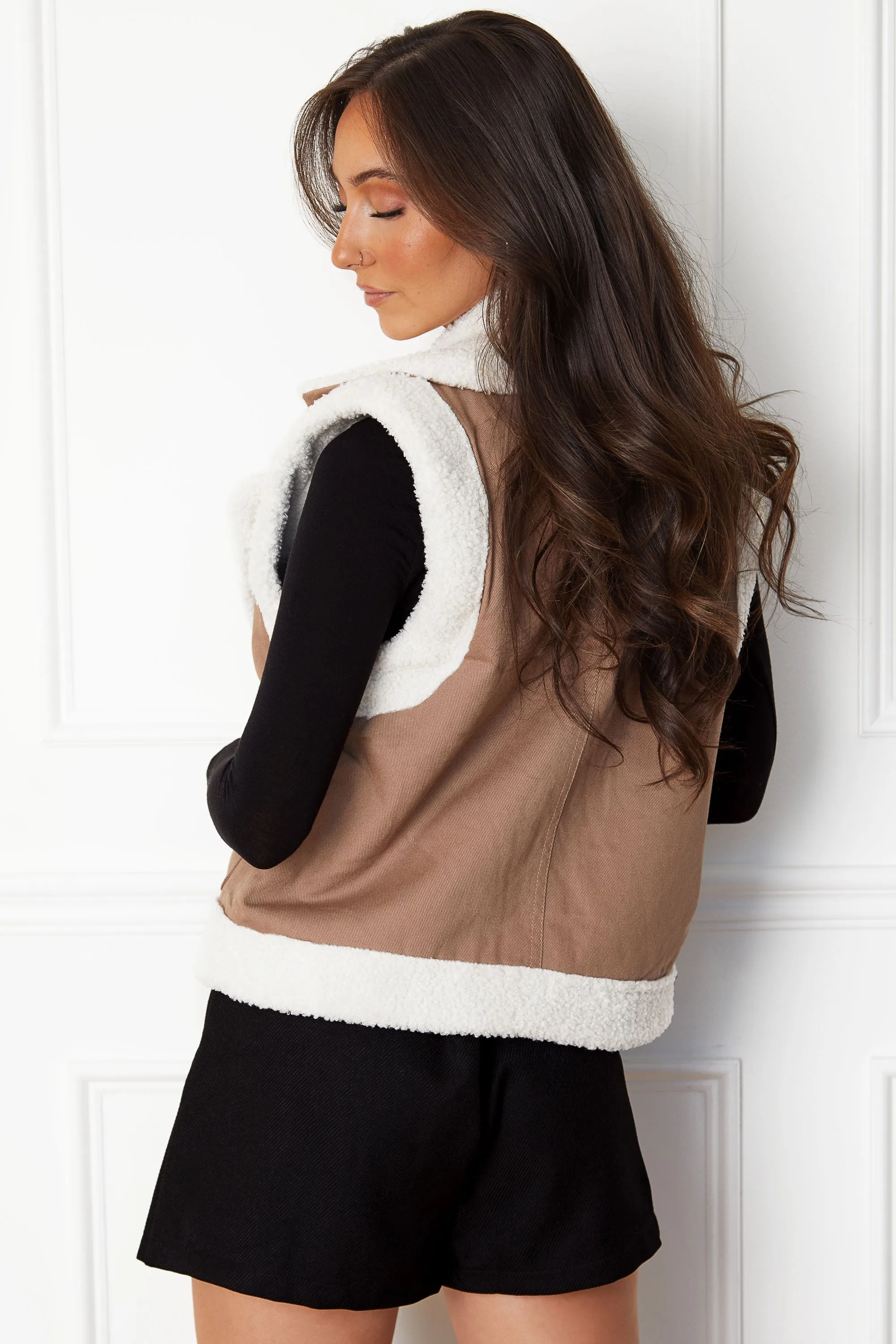 Naya Cocoa Sherpa Lined Vest