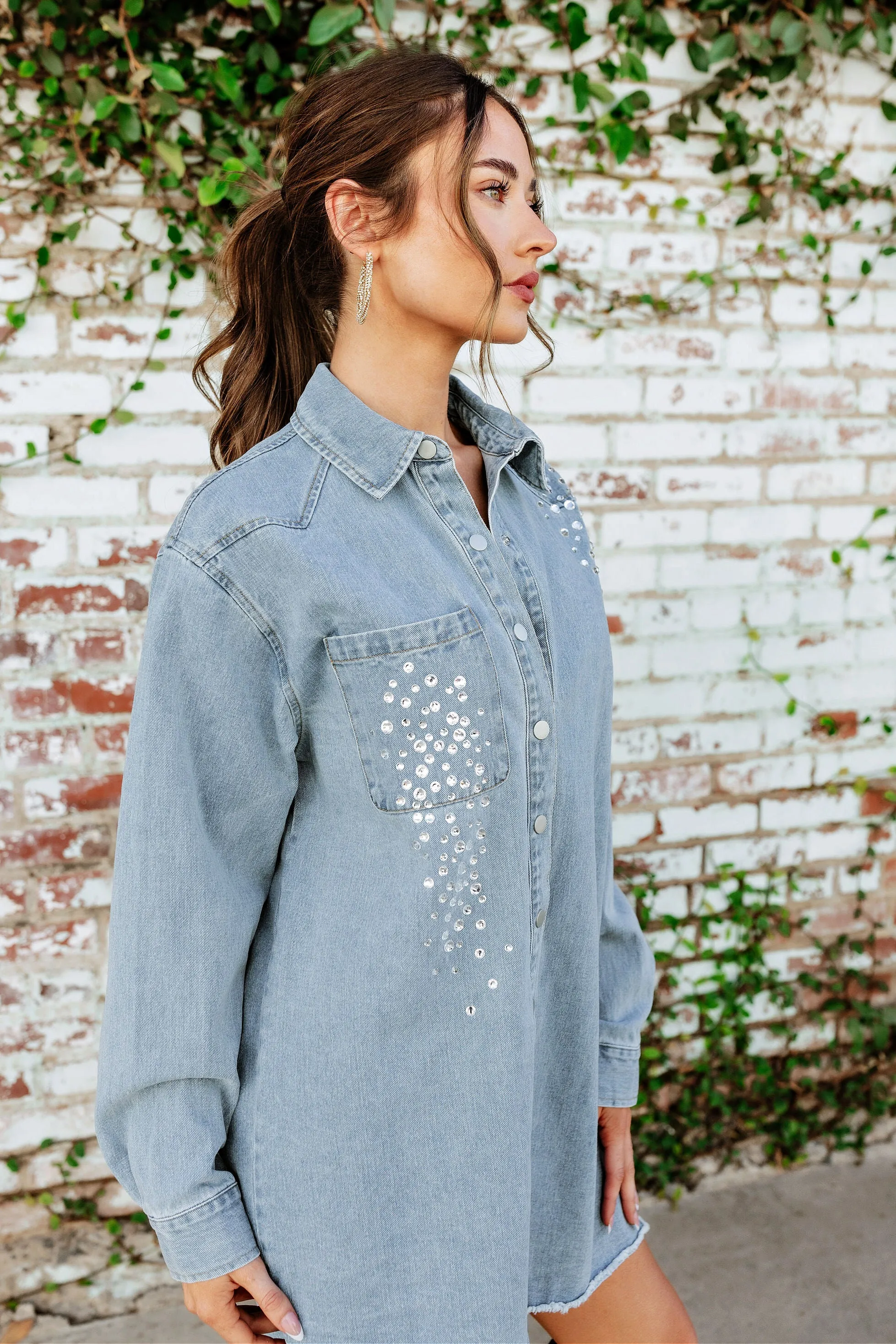 NEW!! Shania Rhinestone Denim Shacket & Dress