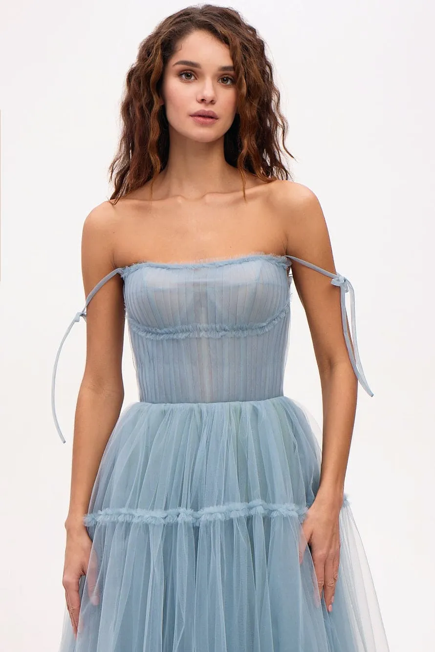 Ocean Wave Tie-straps tulle prom dress