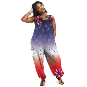 Ombre Petal Flag Women's Jumpsuit with Suspender