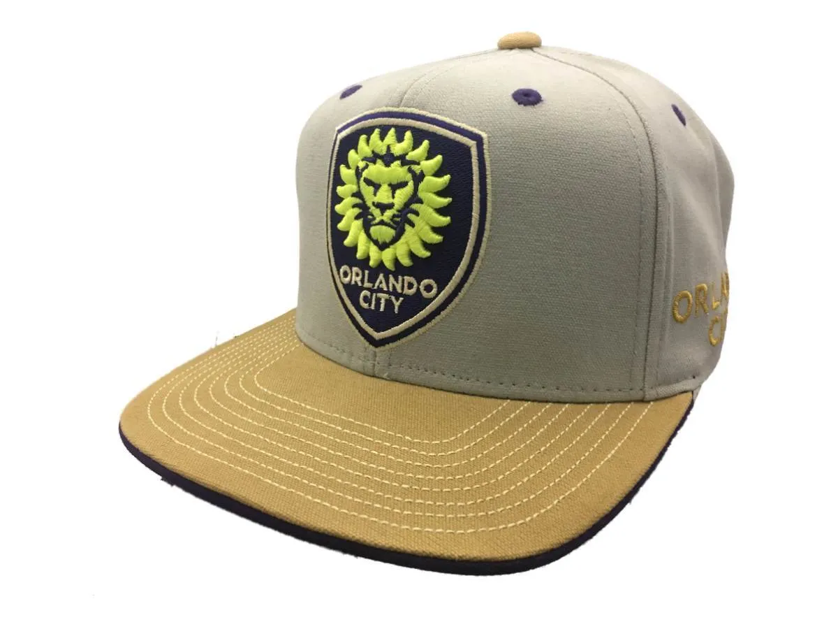 Orlando City SC Adidas Gray Neon Logo Structured Flat Bill Snapback Hat Cap