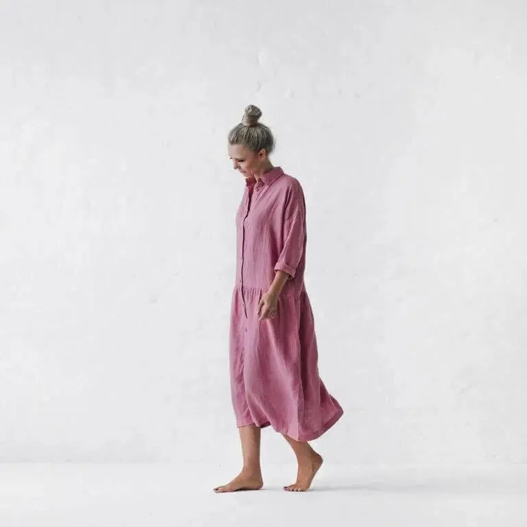 Oversized Blossom pink linen dress by Seaside Tones