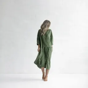 Oversized Olive Linen Dress by Seaside Tones