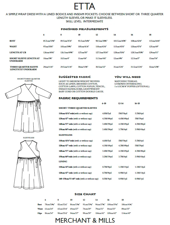 PDF Pattern - Etta Wrap Dress | Merchant & Mills