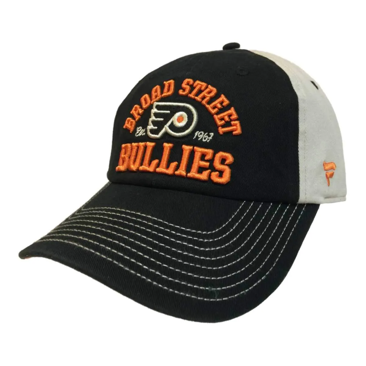 Philadelphia Flyers Black & Beige "Broad Street Bullies" Adj. Slouch Hat Cap