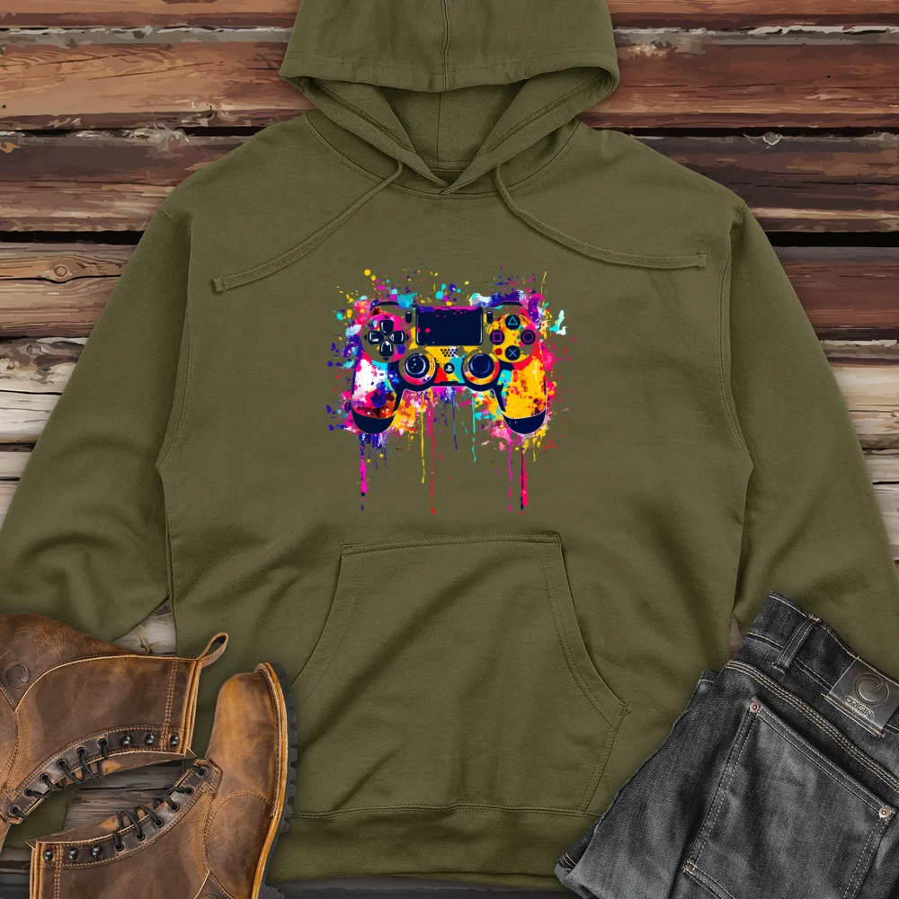 Pixelated Controller Splash Midweight Hooded Sweatshirt