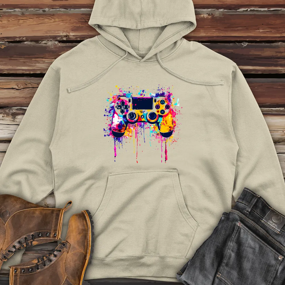 Pixelated Controller Splash Midweight Hooded Sweatshirt