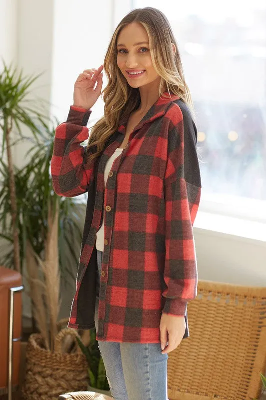 Plaid Colorblock Shacket