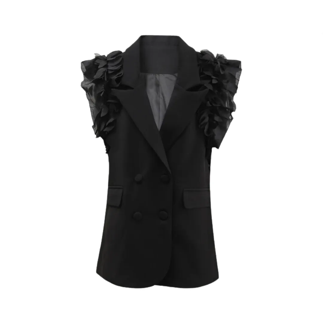 Pre Order:  Fungus Edge Splicing Double Breasted Suit Vest