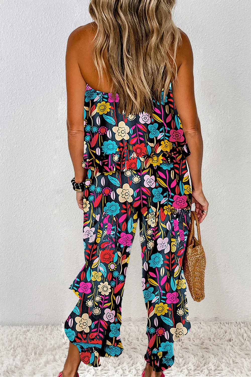 Printed Tube Wide Leg Jumpsuit