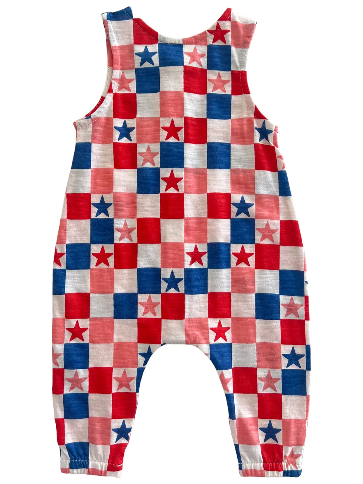 Red, White, Blue & Pink Checkerboard / Organic Bay Jumpsuit