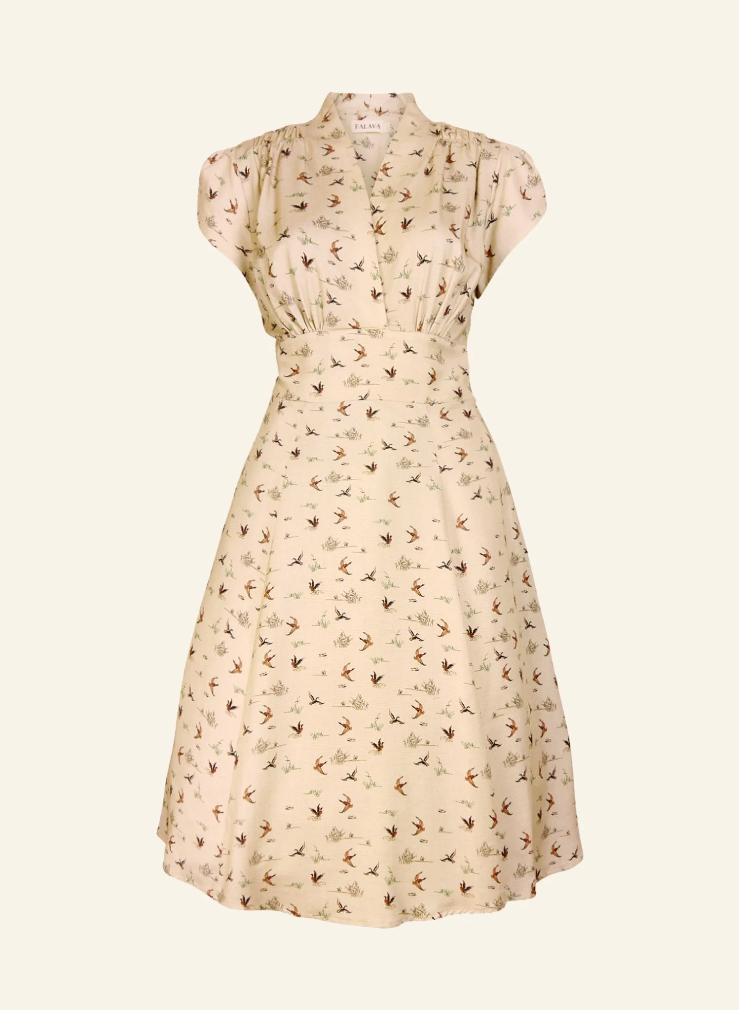 Rita Dress - Cream Ducks