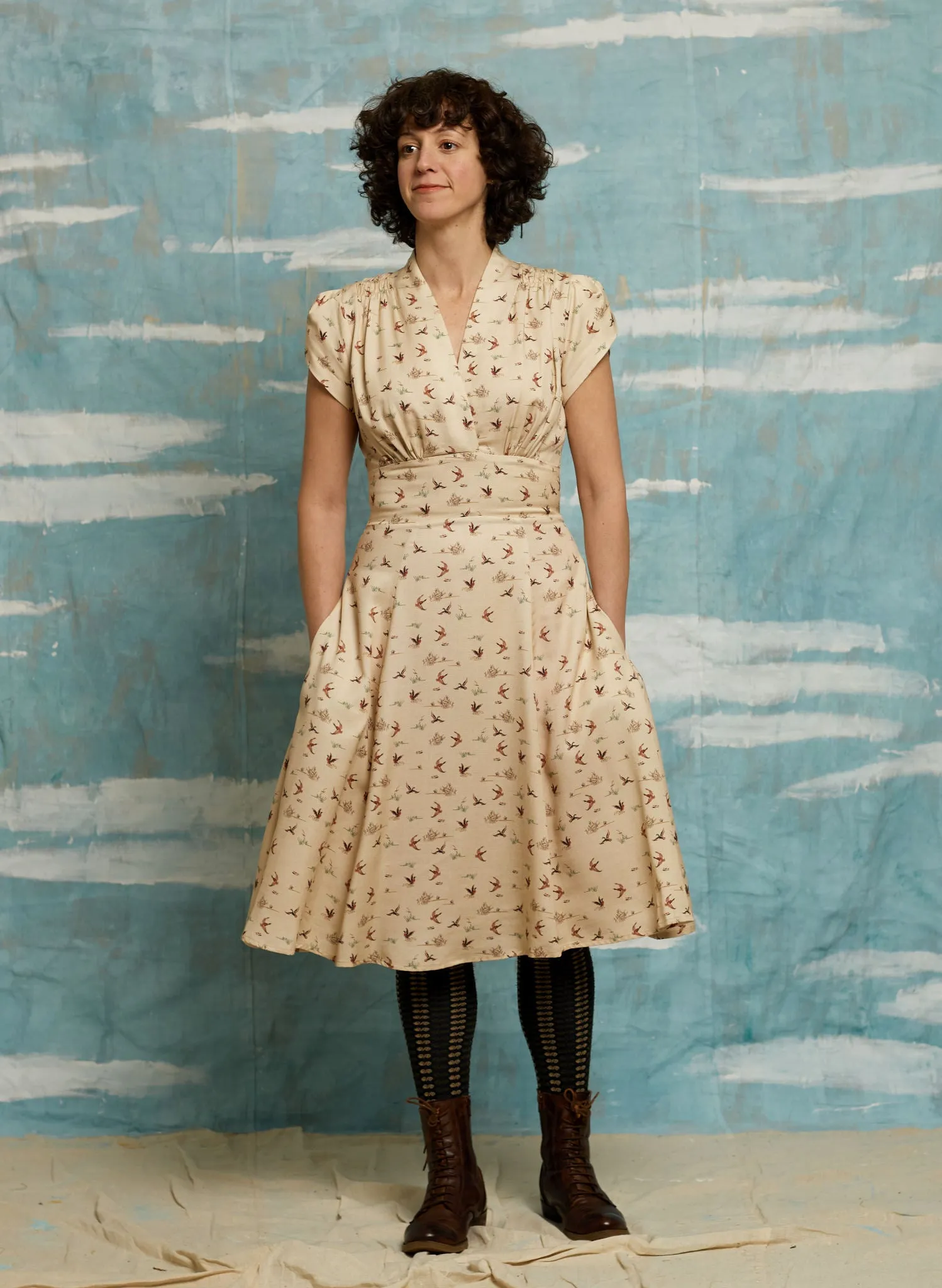 Rita Dress - Cream Ducks