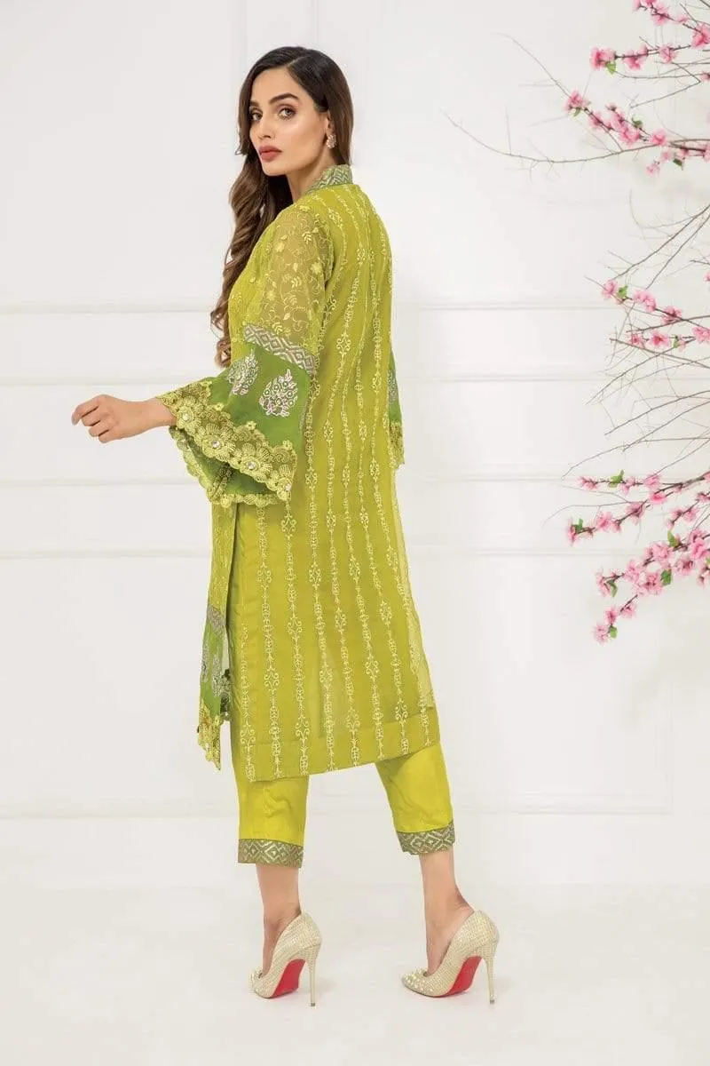 Sadia Aamir - Apple Green Chartreuse - SA-LP37 - Embroidery - 1 Piece