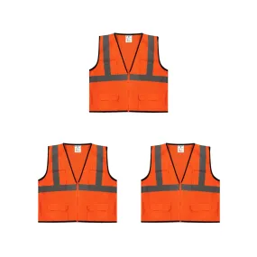 Safety Main 05EAMO Economy Vest, Class 2, All Mesh, Hi-Vis Orange, 3 Pack