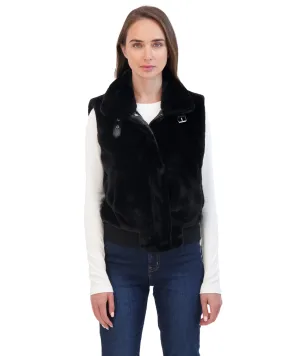 Sebby Collection Women's Faux Fur Zip Front Vest