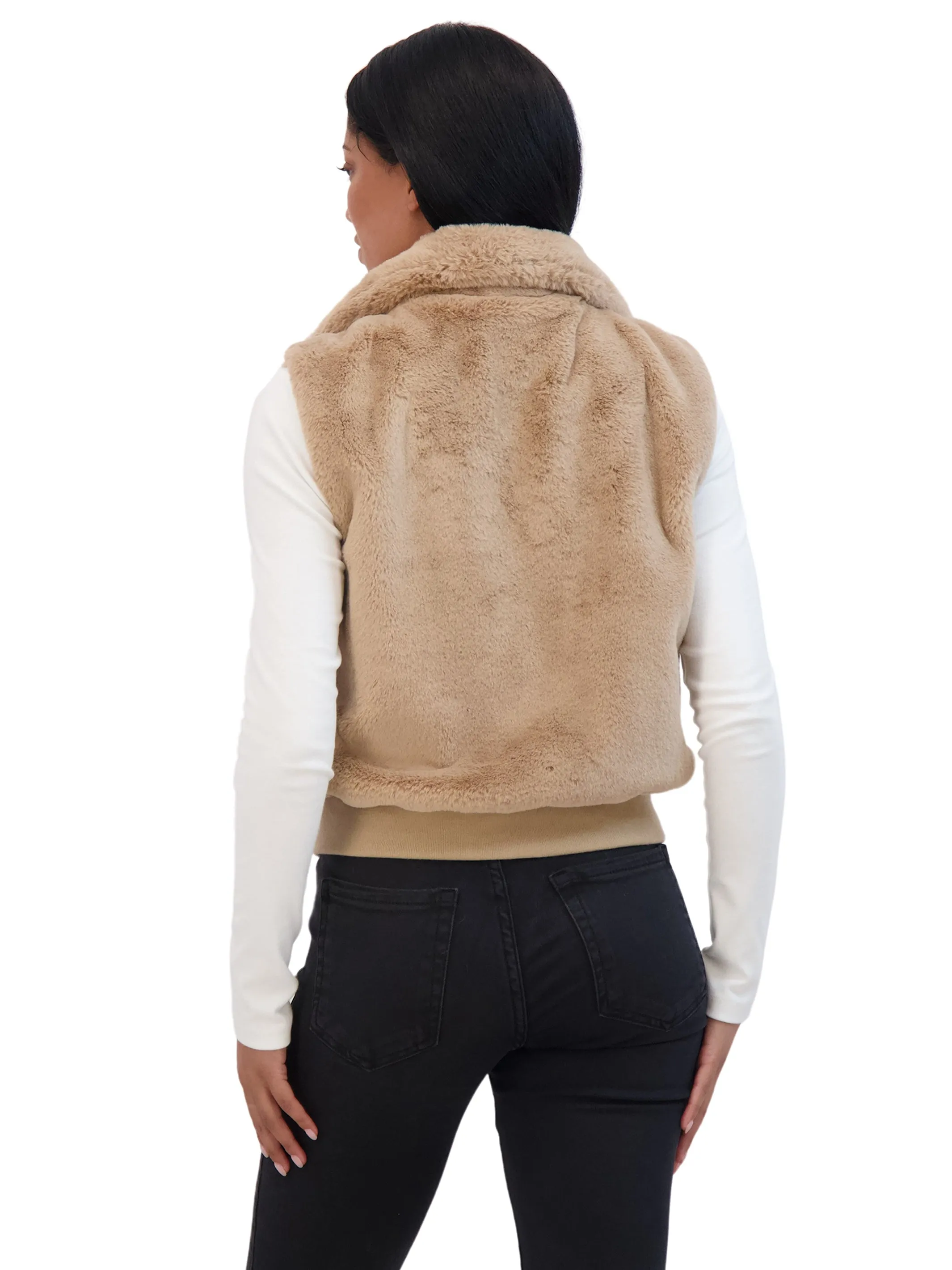 Sebby Collection Women's Faux Fur Zip Front Vest