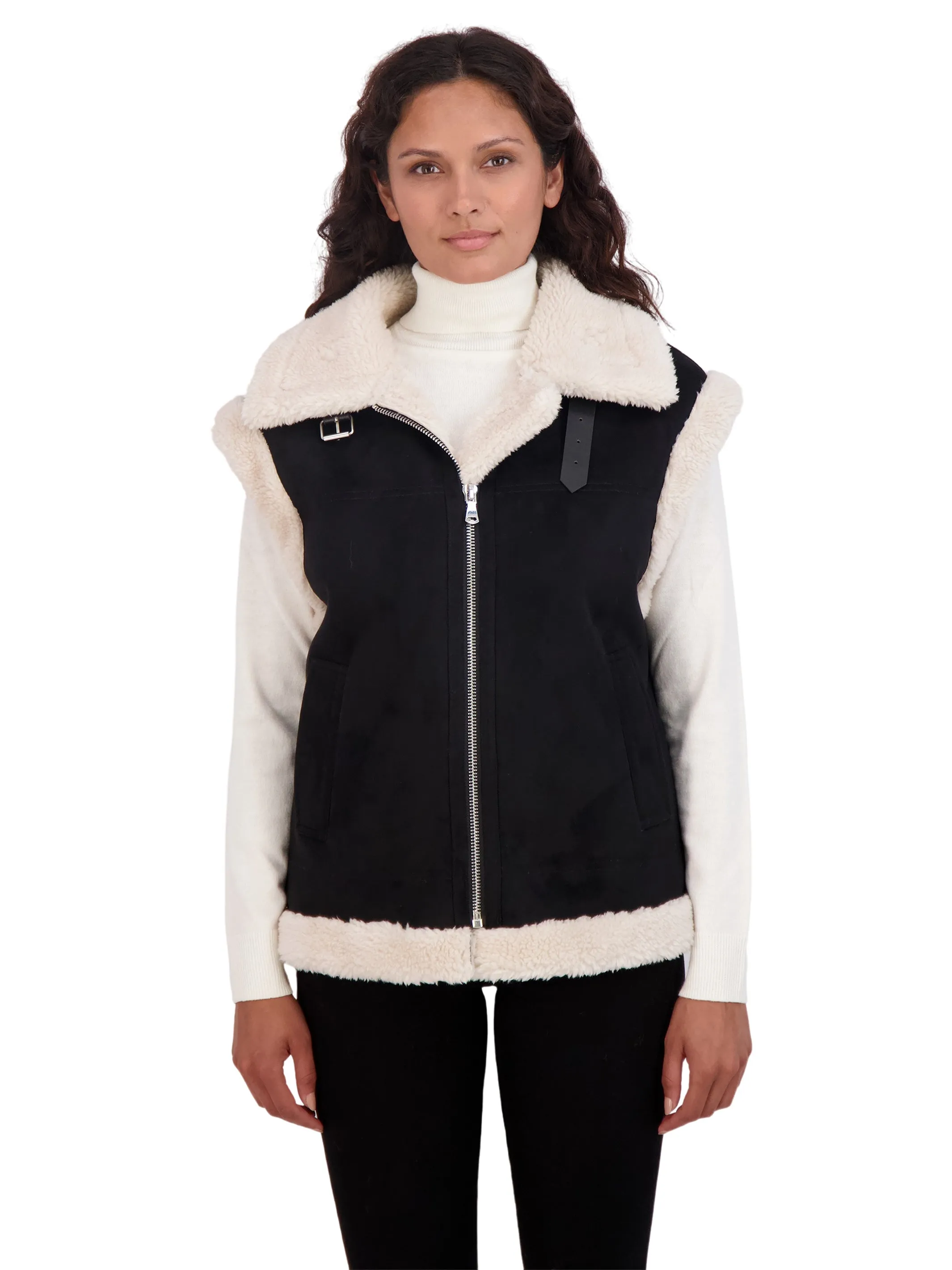 Sebby Collection Women's Faux Shearling Vest