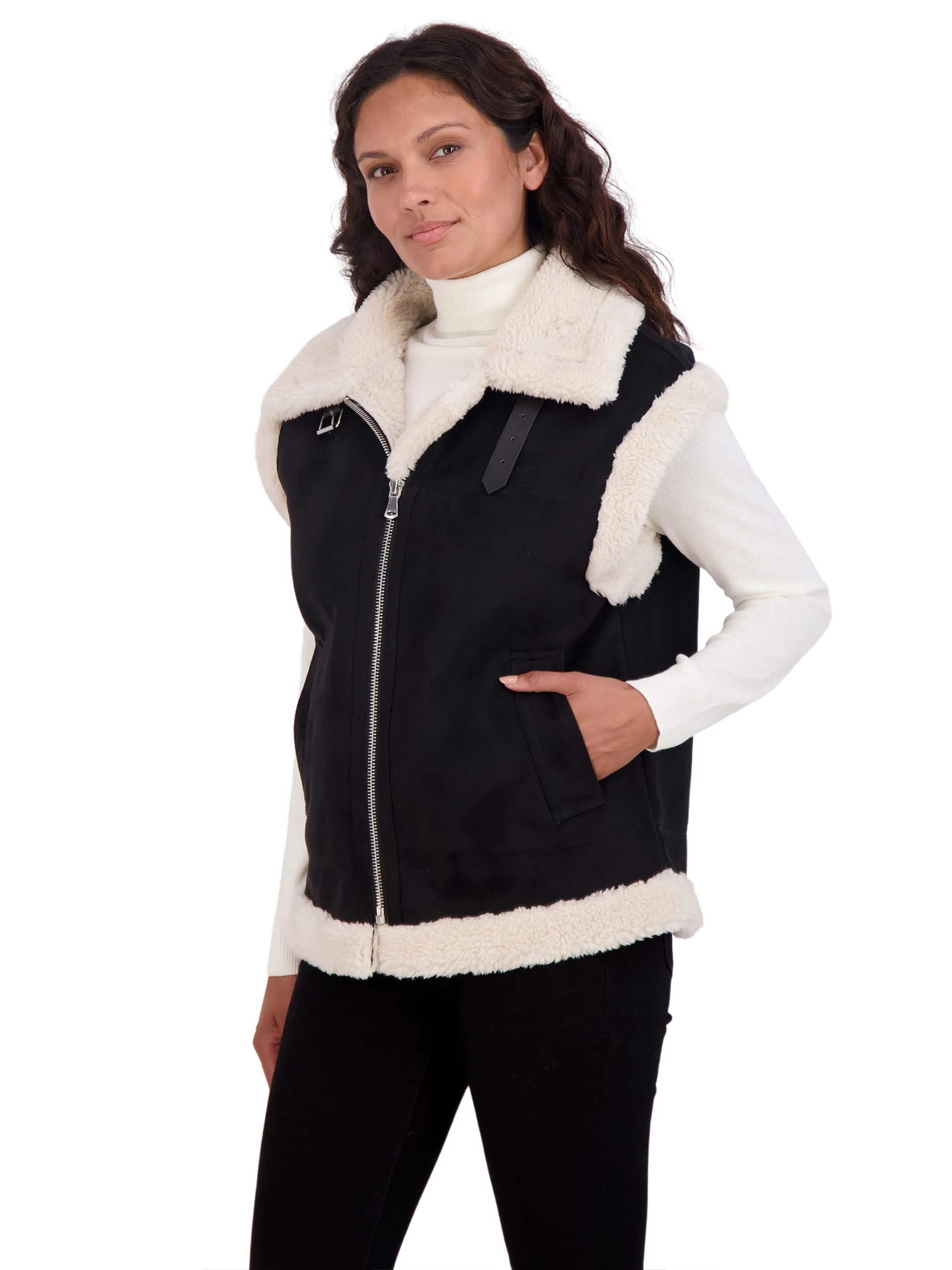 Sebby Collection Women's Faux Shearling Vest