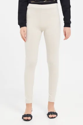 Senior Girls Beige Basic Leggings