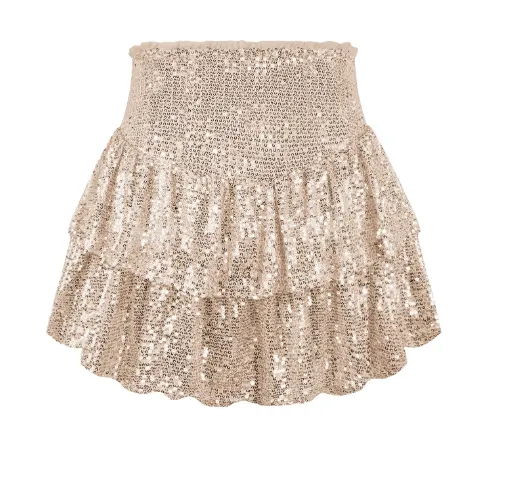 Sequin Tiered Ruffle Rara Skirt