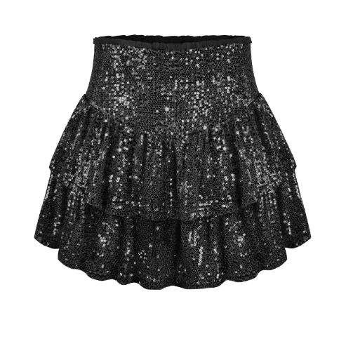 Sequin Tiered Ruffle Rara Skirt