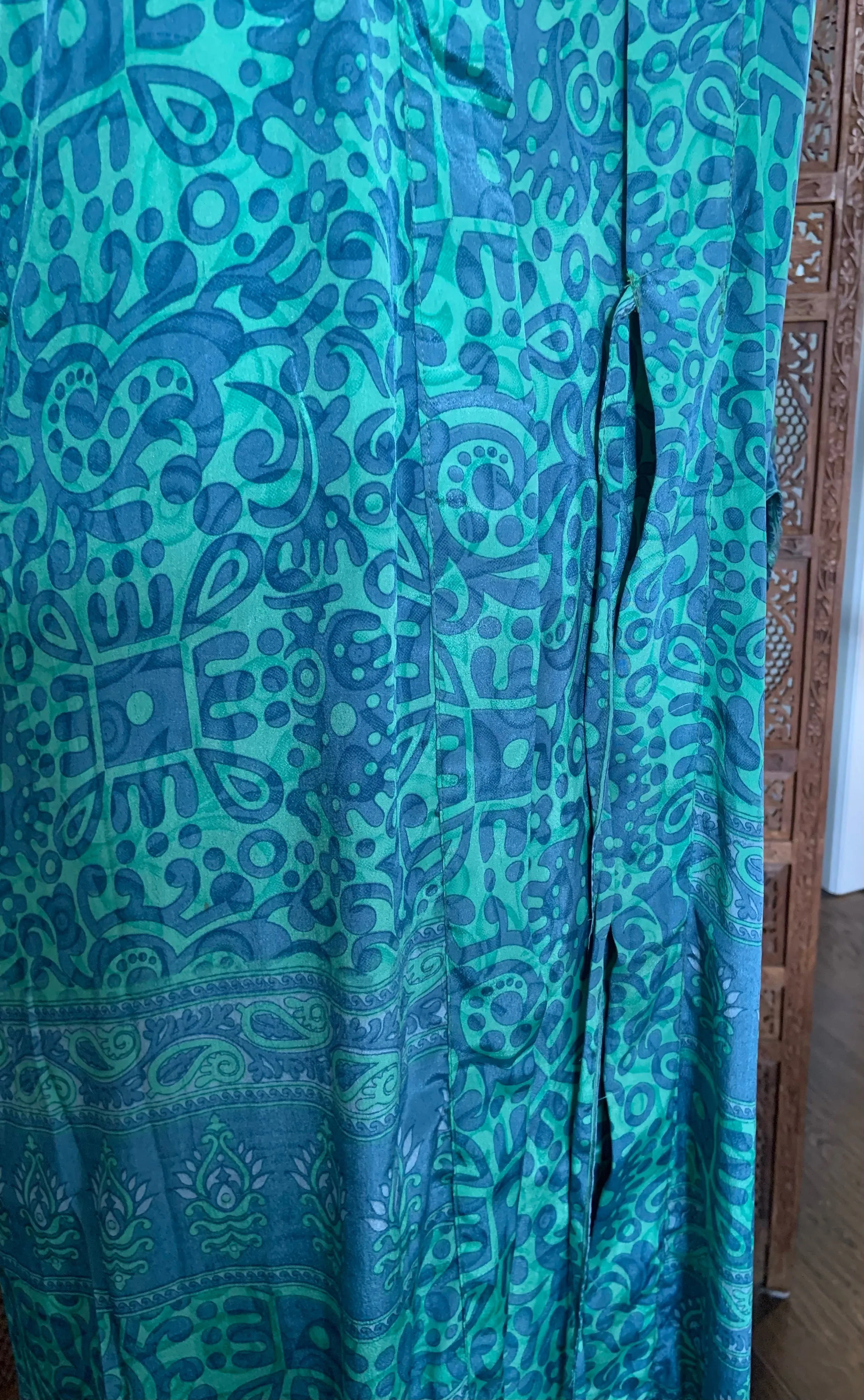 Silk Dress and Kimono Set - Blue Green