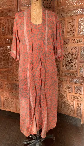 Silk Dress and Kimono Set - Orange