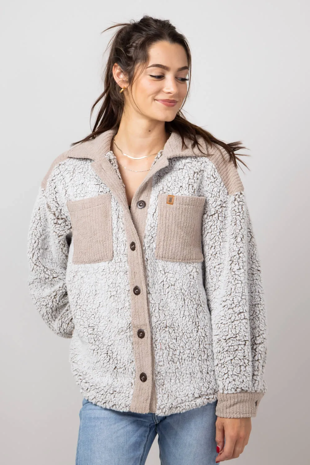 Simply Southern Soft Shacket for Women in Frost/Tan | PP-0224-SHKT-SFT-FROST