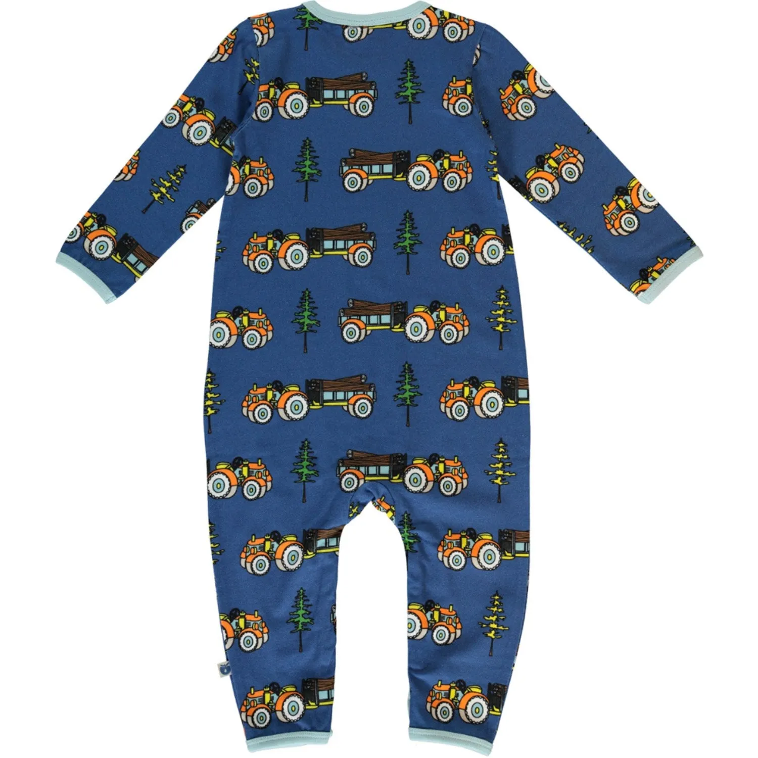 Småfolk Federal Blue Long Sleeve Jumpsuit with Tractor