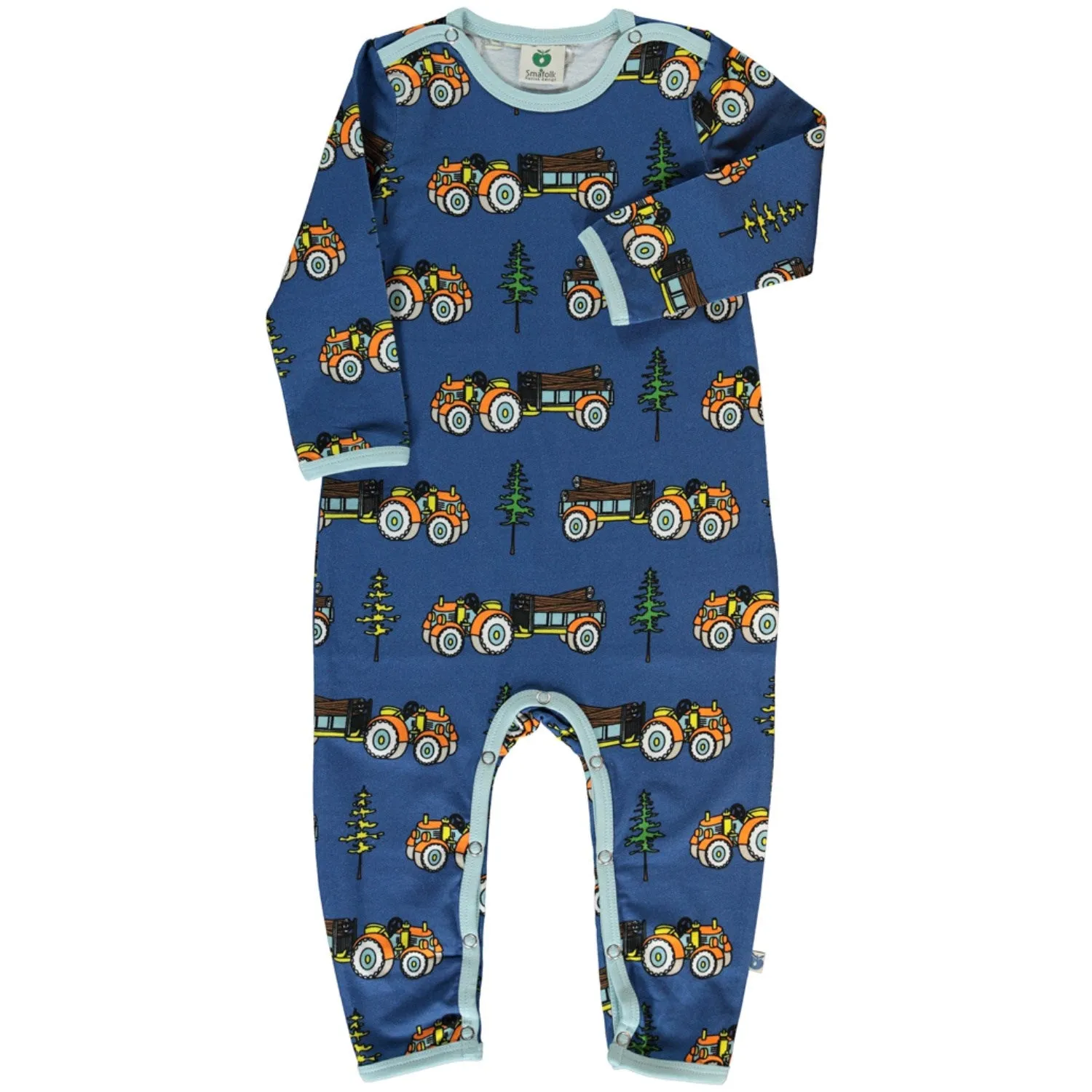 Småfolk Federal Blue Long Sleeve Jumpsuit with Tractor