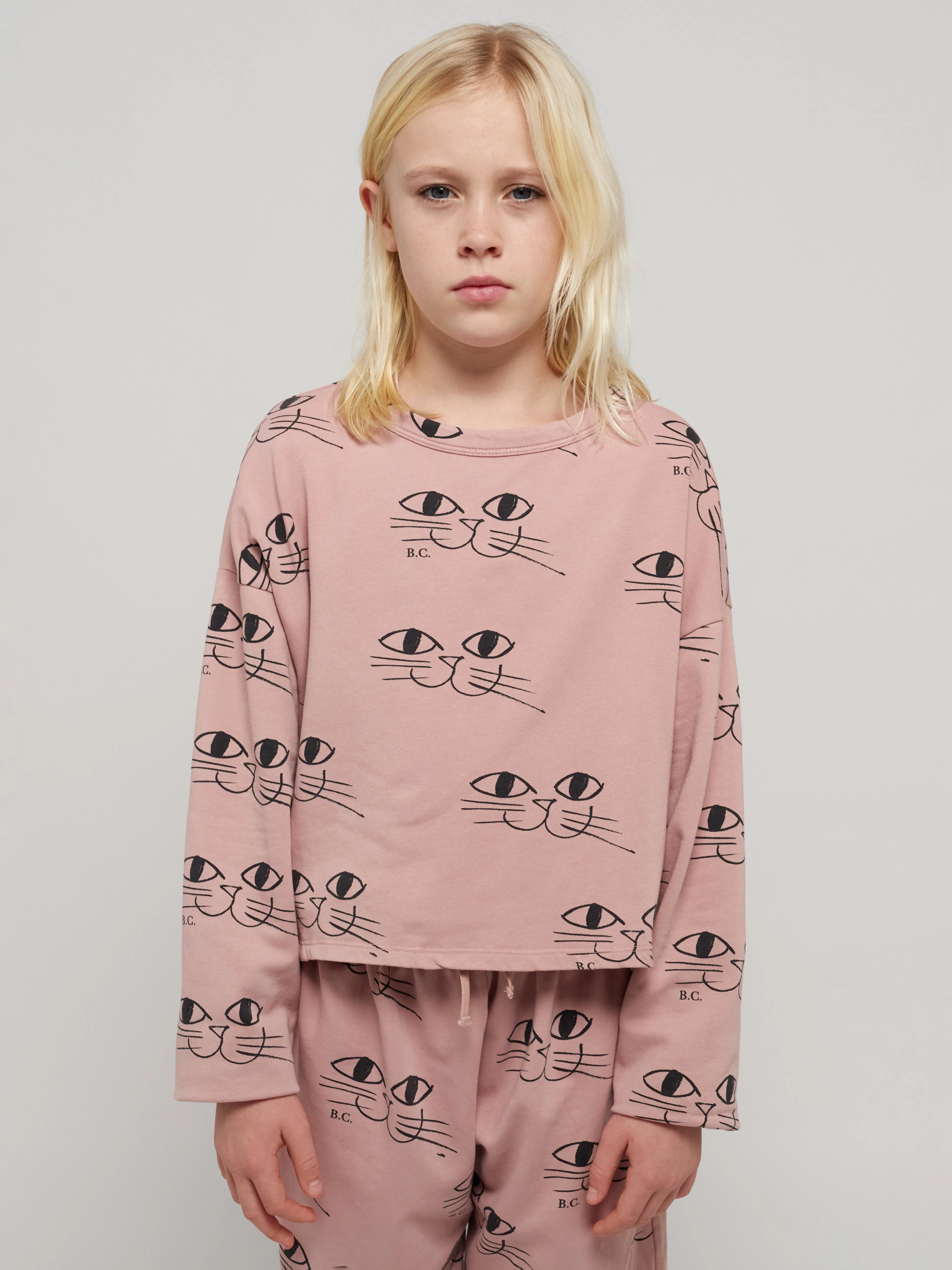 Smiling Cat Cropped Sweatshirt