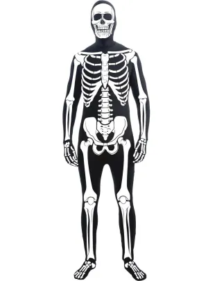 Spooky Skeleton Skin Suit Plus Size Mens Halloween Costume