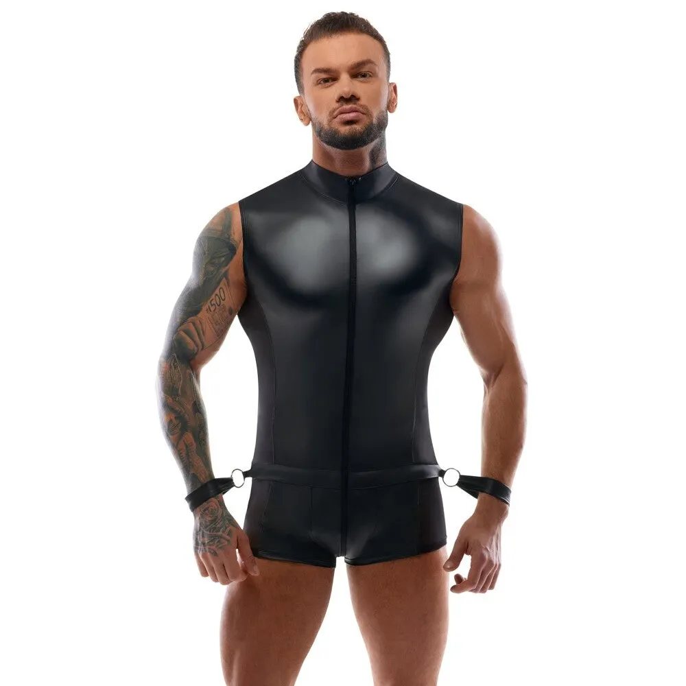 Svenjoyment Male Body Jumpsuit With Restraints Black