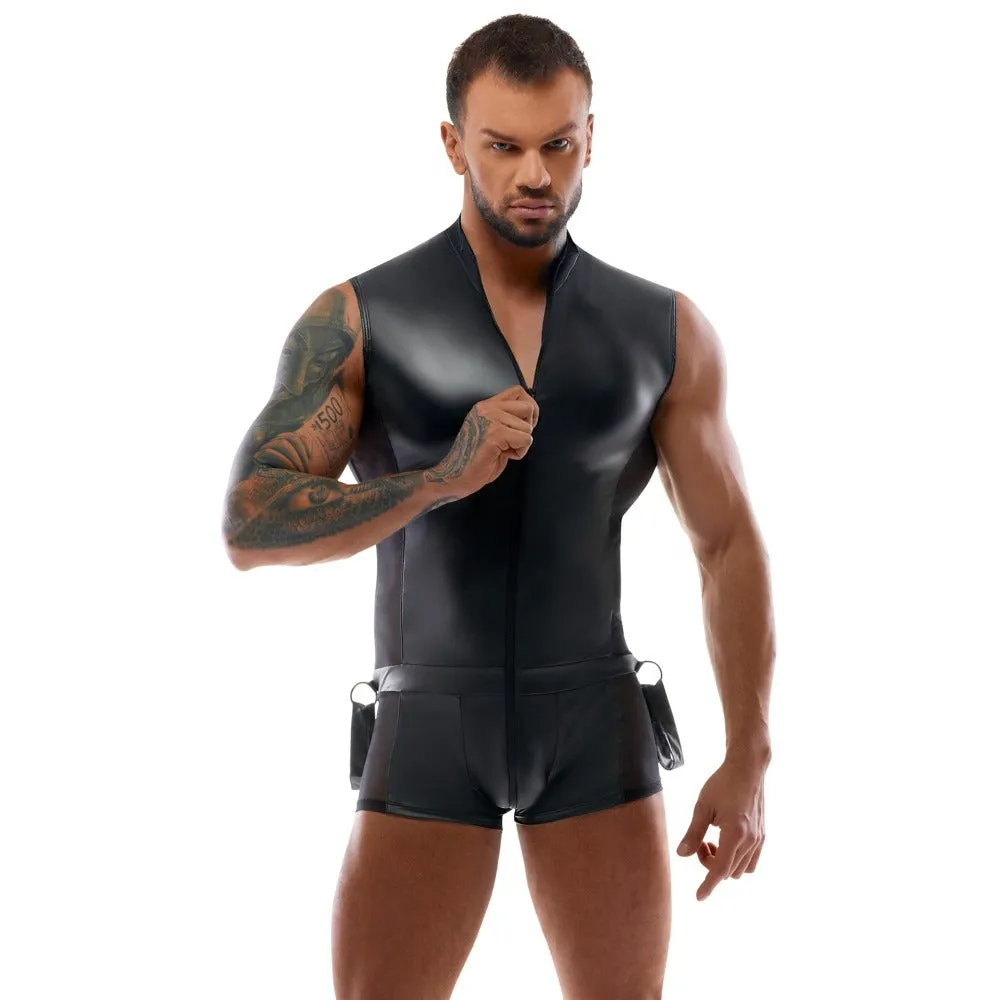 Svenjoyment Male Body Jumpsuit With Restraints Black