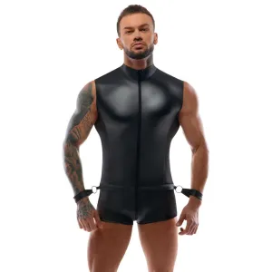 Svenjoyment Male Body Jumpsuit With Restraints Black