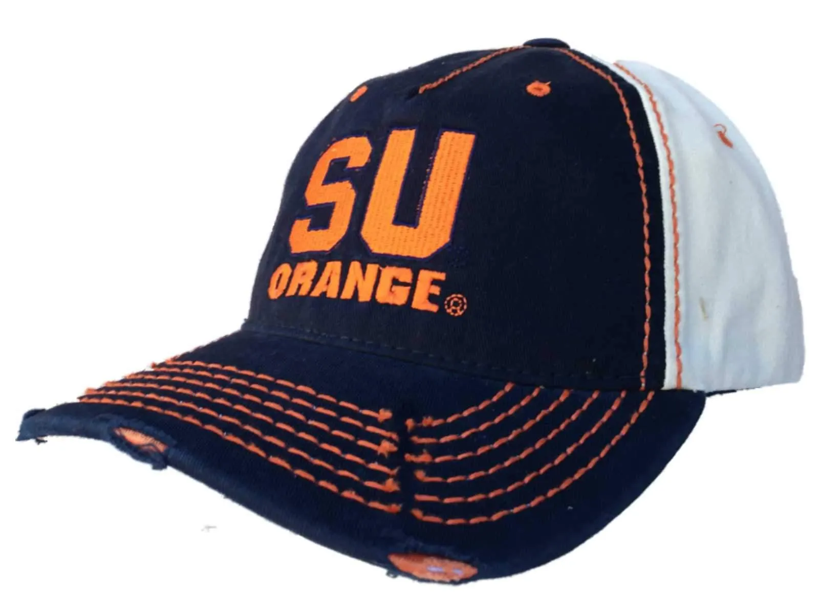 Syracuse Orange Retro Brand Navy Beige Stitched Worn Style Snapback Hat Cap