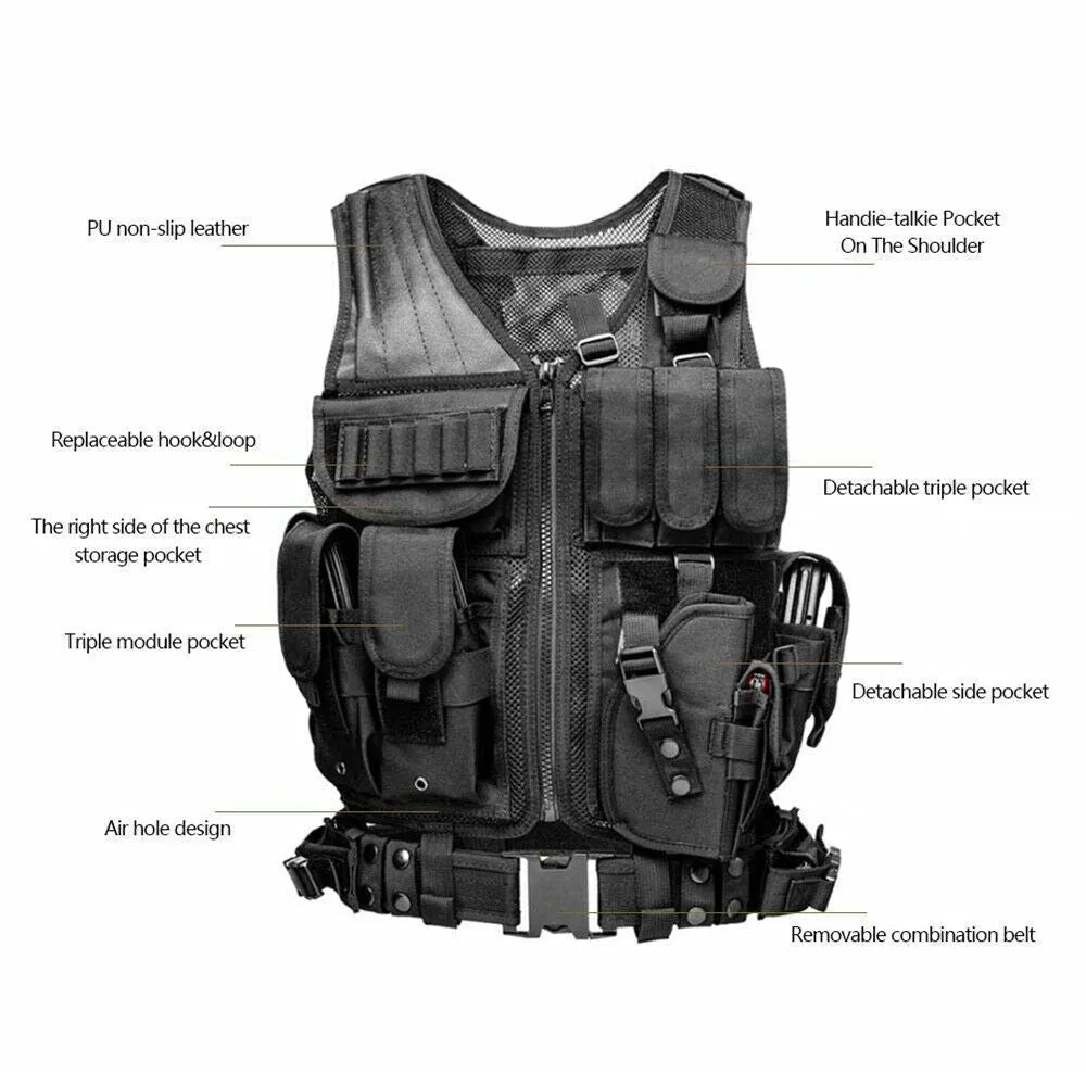 Tactical Vest MOLLE Assault Plate Carrier Combat Play Vest