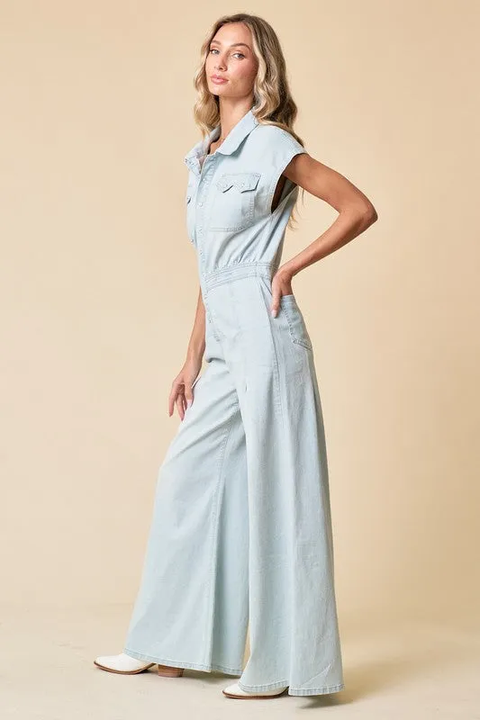 Talk to Me Texas Denim Jumpsuit